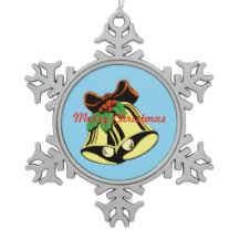 Pewter Christmas Snowflake Ornament Bells