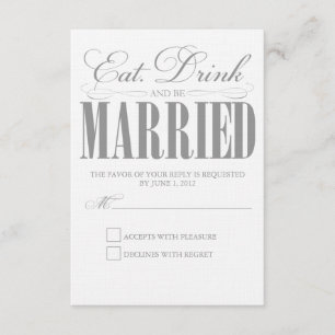 Pewter Eat, Drink & Be Married   Response Card