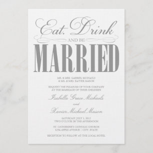 Pewter Eat, Drink & Be Married Wedding Invite