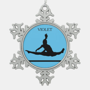PEWTER GYMNASTICS SNOWFLAKE ORNAMENT. CHRISTMAS ORNAMENT