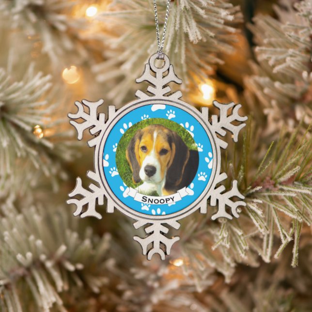 Pewter Metal Snowflake Pet Photo Christmas Snowflake Pewter Christmas Ornament (Tree)