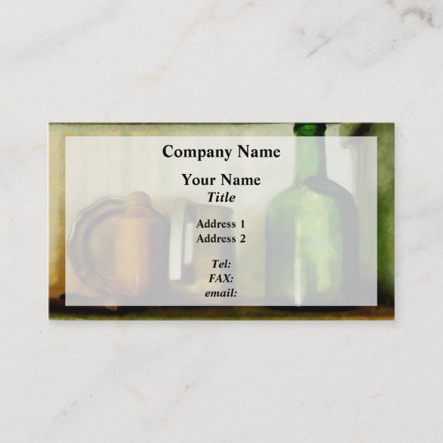 Pewter Mug And Green Bottle Business Card (Front)