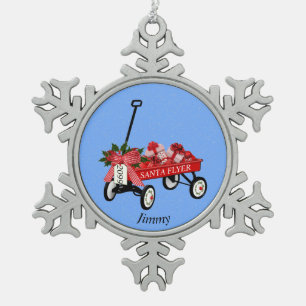 Pewter Ornament Toy Wagon Christmas Presents.