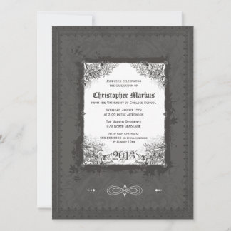 Pewter scroll frame graduation party invitation
