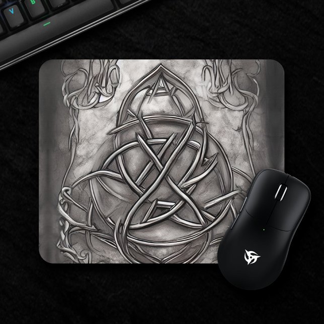 Pewter Silvery Triquetra Abstract Trinity Knot Mouse Mat (Creator Uploaded)
