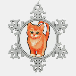 Pewter snowflake Christmas kitten decoration