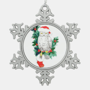 Pewter Snowflake Cute Wildlife Christmas Ornament