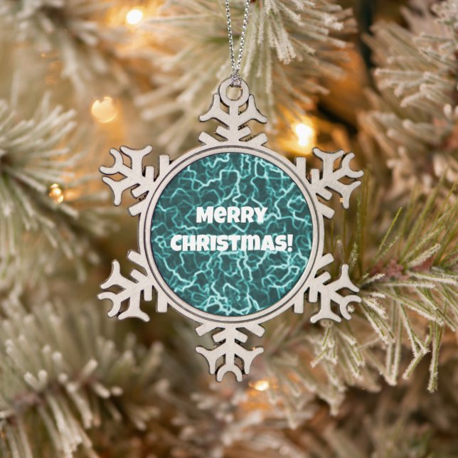 Pewter Snowflake Green Christmas Ornament (Tree)