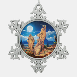 Pewter Snowflake Ornament Coyote Desert Moon