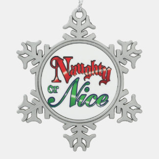 Pewter Snowflake Ornament/Naughty or Nice Christmas Ornament