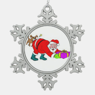 Pewter Snowflake Ornament/Santa Christmas Ornament