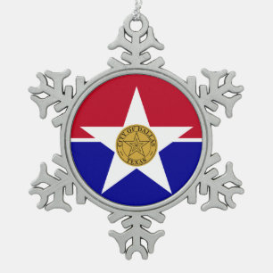 Pewter Snowflake Ornament with Dallas Flag