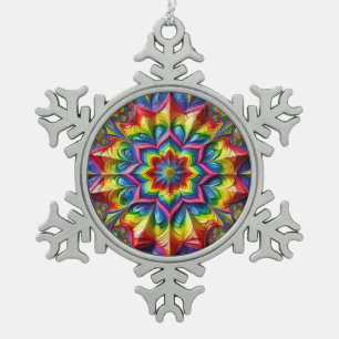 Pewter Snowflake Ornament with LGBTQ Colours