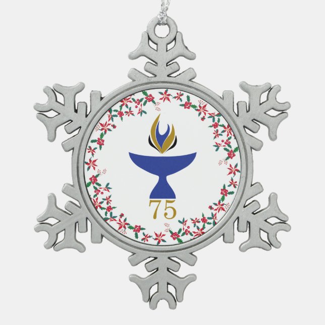 Pewter Snowflake Ornament with Logo (Front)