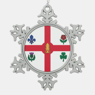 Pewter Snowflake Ornament with Montreal Flag