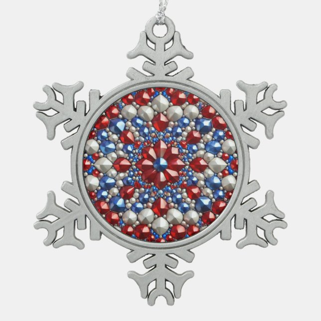 Pewter Snowflake Ornament with Netherlands Colours (Front)