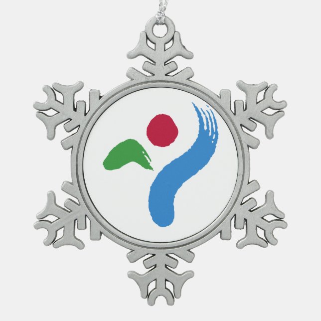 Pewter Snowflake Ornament with Seoul Flag (Front)