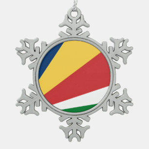 Pewter Snowflake Ornament with Seychelles Colours