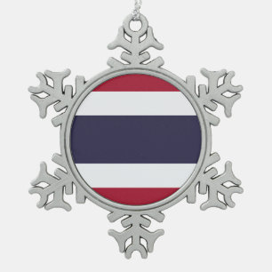 Pewter Snowflake Ornament with Thailand Flag