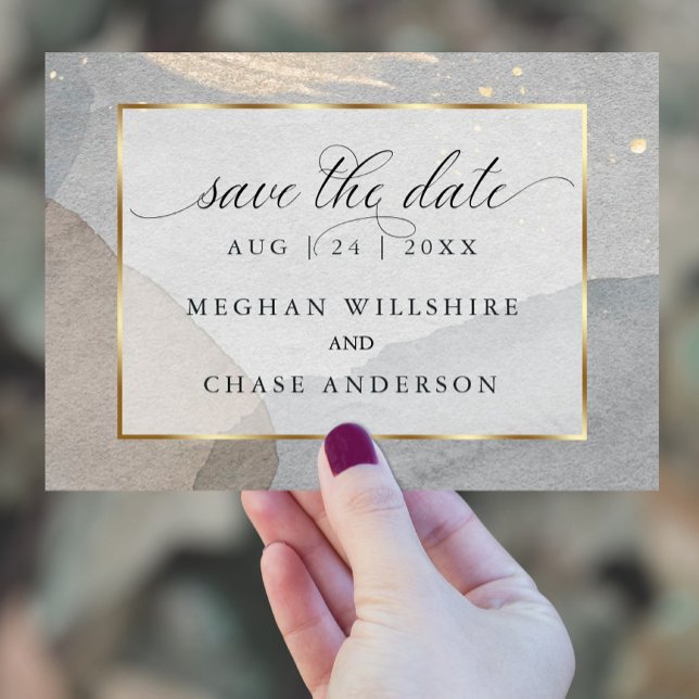 Pewter Watercolor Splash on Granite Stone Invitation (Creator Uploaded)