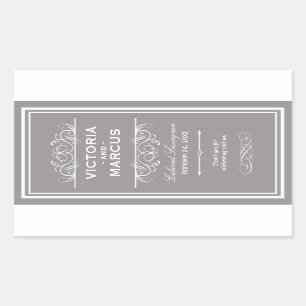 Pewter Wedding Wine Bottle Monogram Favour Labels