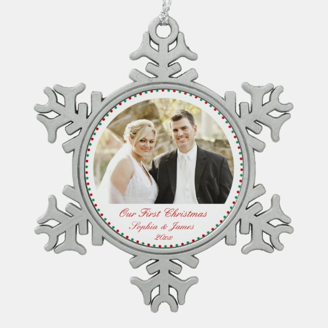 Pewter White Our First Christmas Ornament (Front)