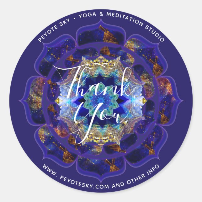 Peyote Sky Mandala Metaphysical Navy Classic Round Sticker (Front)