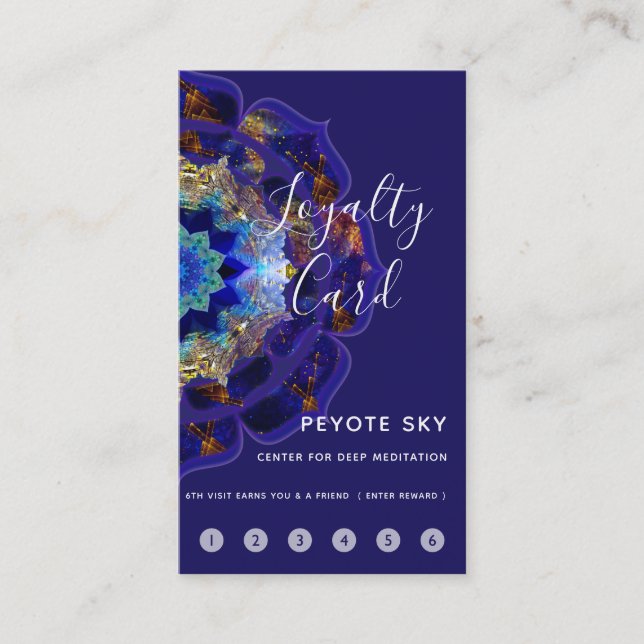 Peyote Sky Mandala Metaphysical Navy Loyalty Card (Front)