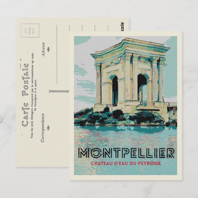 Peyroux Water Tower - Iconic Landmark Montpellier Postcard (Front/Back)