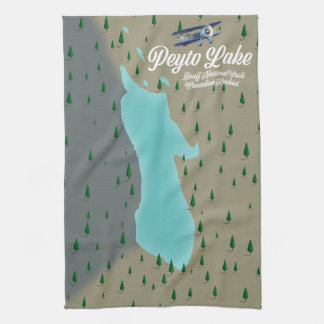Peyto lake Canadian Rockies map Tea Towel