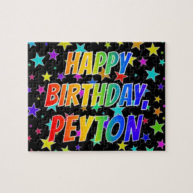 "PEYTON" First Name, Fun "HAPPY BIRTHDAY" Jigsaw Puzzle (Horizontal)