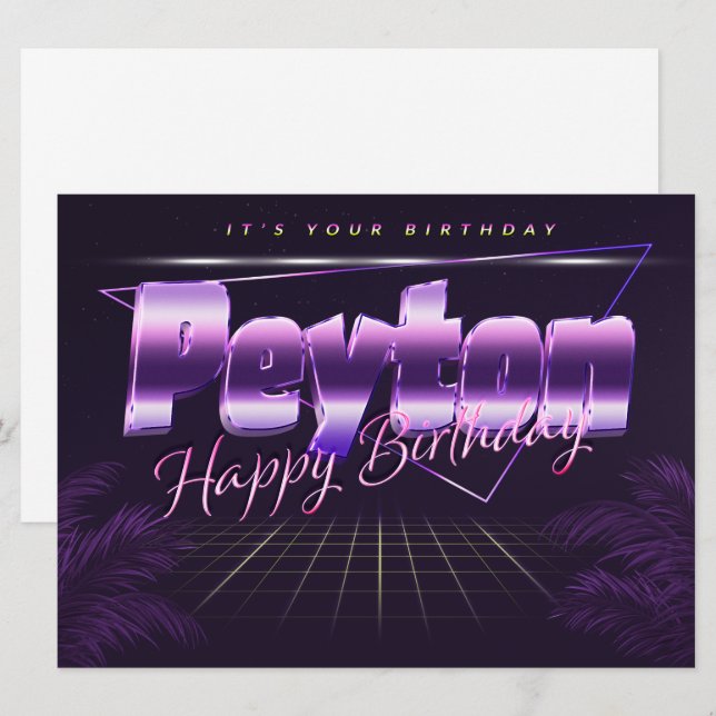 Peyton Name First Name pura retro card Birthday (Front/Back)