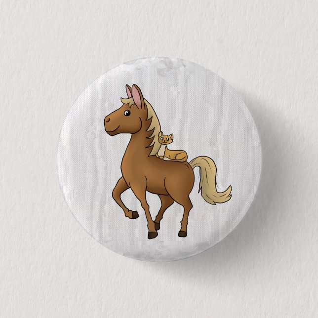 Pferd und Katze  3 Cm Round Badge (Front)