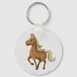 Pferd und Katze  Button Key Ring