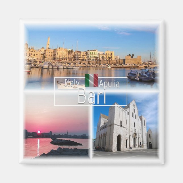 PGL043 BARI, sunset panorama Saint Nicholas Fridge Magnet (Front)