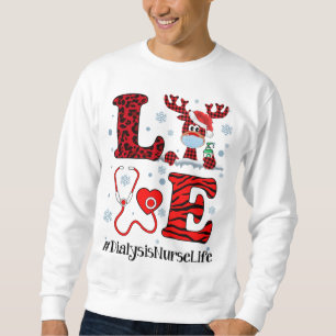 Ph Love Reindeer Dialysis Nurse Christmas Red Plai Sweatshirt