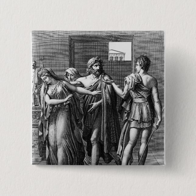 Phaedra, Theseus and Hippolytus 15 Cm Square Badge (Front)