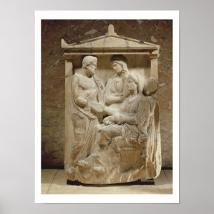 Phainippos and Mnesarete gravestone showing family Poster