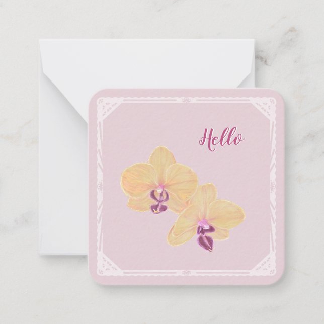 Phalaenopsis “Hello” Flat Note Card (Front)