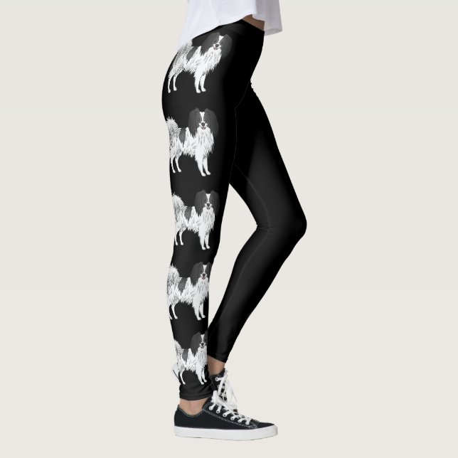 Phalène Black And White Dogs For Dog Lover Black Leggings (Right)