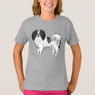 Phalène Dog In Black And White Coat Colour Drawing T-Shirt