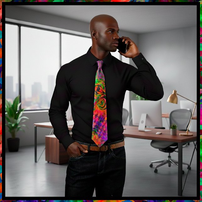 [Phantasmagoria] Warped Swirling Colours Tie (Bring fun back to the office with this striking tie that commands attention.)