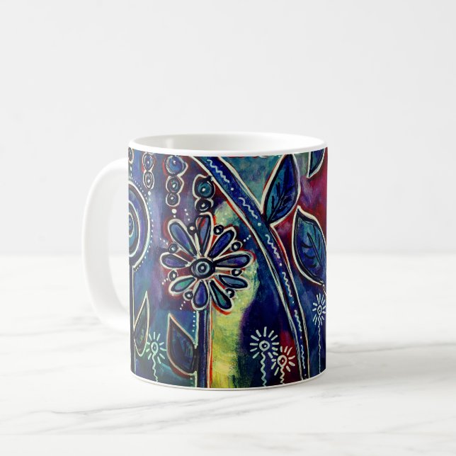 Phantasmagoric Lotus Flower Garden Original Art Coffee Mug (Front Left)