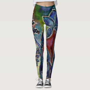 Phantasmagoric Lotus Flower Garden Original Art Leggings