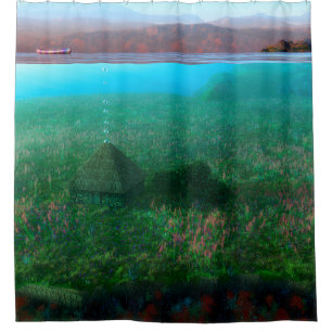 Phantastes: The Island Cottage Shower Curtain