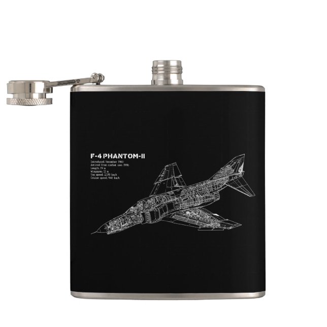 Phantom Fighter Jet (Supersonic Aircraft) Pilot Hip Flask (Opened)
