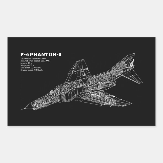 Phantom Fighter Jet (Supersonic Aircraft) Pilot Rectangular Sticker (Front)