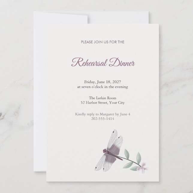 Phantom Flutterer Rehearsal Dinner Invitation (Front)