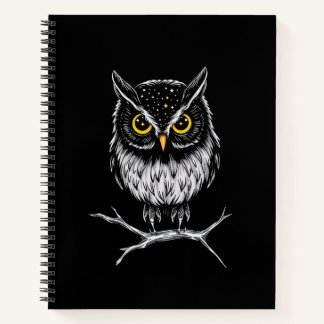 Phantom Owl Minimalist Line Art Notebook