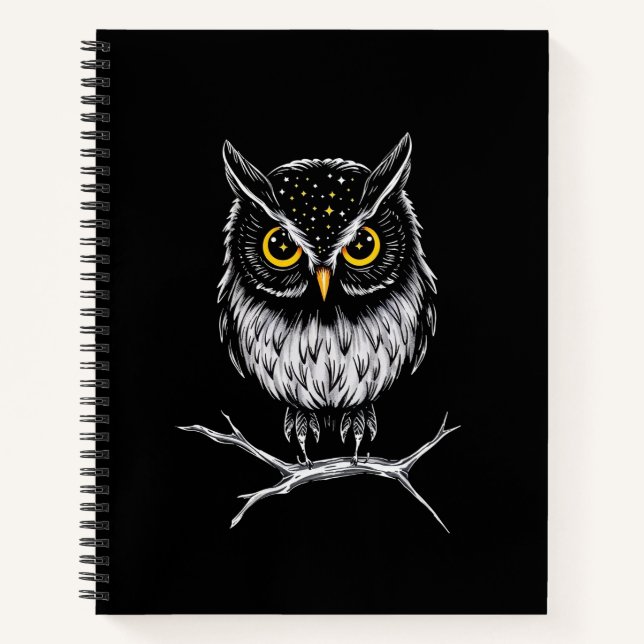 Phantom Owl Minimalist Line Art Notebook (Front)